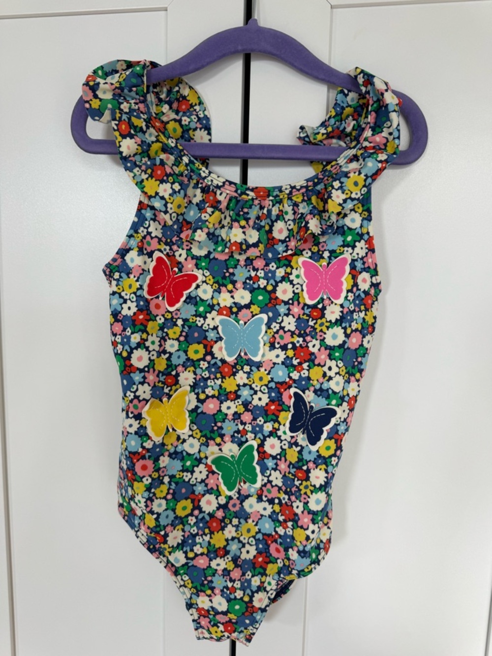 Mini Boden Girls 5-6y Floral Butterfly One-Piece Swimsuit multicolor